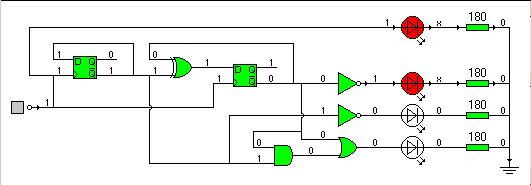 Fig. 2-04 - Semforo usanso un filp-flop tipo D